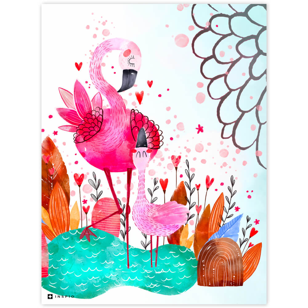 Tavla – rosa flamingor
