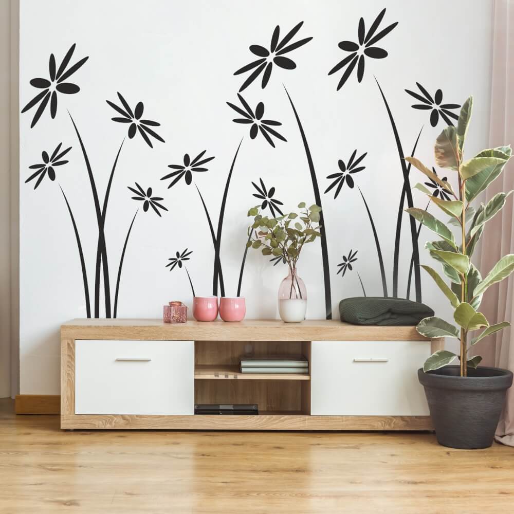 Väggdekaler för vardagsrummet Sisi blommor